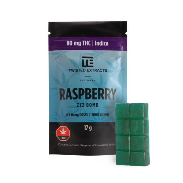 raspberry-indica-zzzbomb-twisted Raspberry ZzZ Bomb | Indica | 80mg THC | Twisted Extracts