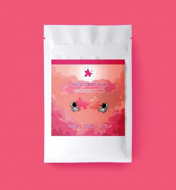 Strawberry Daze & Peach Mango Puzzle CBD Gummies | 500mg | Keo Edibles